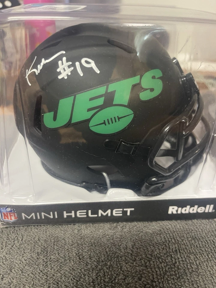 Mini casco de fútbol americano autografiado por Keyshawn Johnson New York Jets Eclipse certificado de autenticidad BAS Foto 3 de 4