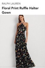 LAUREN RALPH LAUREN Floral Halter Neck Sleeveless Ruffle Gown NWT SIZE 4