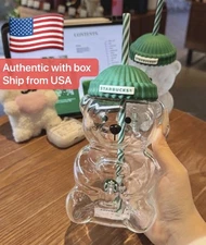 Authentic Starbucks Bearista Bear glass cup 2025 2026Collectible Limited Edition