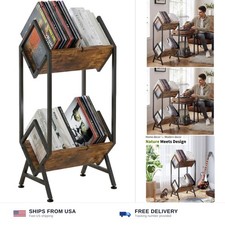 2-Tier Vinyl Record Storage, Holds 160-200 LPs for Home  Vintage Design, Mat...