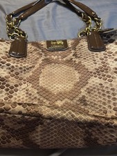 COACH SNAKE SKIN PYTHON PRINT TOTE 20482 SHOULDER BAG HANDBAG PURSE SATCHEL...