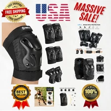 Adjustable Adult Knee and Elbow Pads with Wrist Guards for Skating Safety