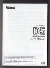 Nikon D5 Genuine DSLR Camera Instruction Book / Manual / User Guide In English