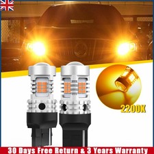 Set of 2 7440 T20 Amber LED Turn Signal Lights W21W Bright Bulbs No Hyper Flash