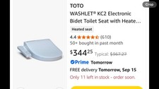 TOTO WASHLET KC2 Electronic Bidet Toilet Seat Round Cotton White SW3023#01 &ndash; NEW