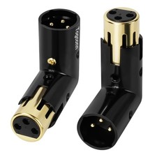 Adjustable 3 PIN Right Angle XLR Adapter 2 Pack Heavy Duty Gold Plated Connector