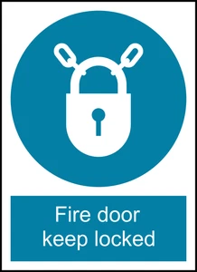 Fire Door Keep Locked Safety PPE Warning Self Adhesive Vinyl Sticker