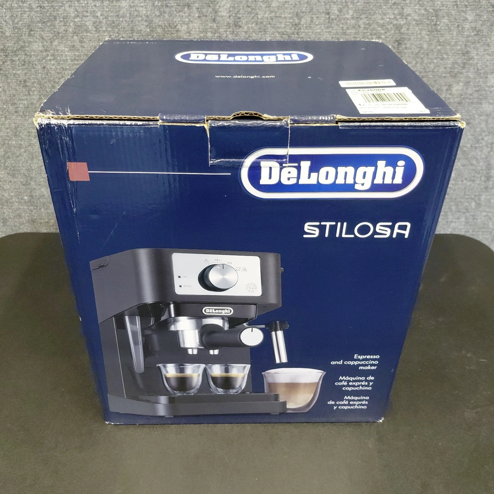 DeLonghi Stilosa Espresso Machine Black Milk Frother Original Box Two Cup