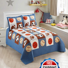 Mk Home Mk Collection Bedspread Boys Sport Football Basketball Baseball