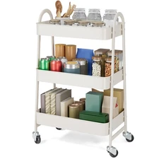 3-Tier Small Rolling Metal Storage Organizer Mobile Utility Cart Kitchen Cart