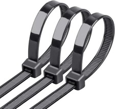 UV Black Zip Ties 24 Inch 50 Pack 200lb Tensile
