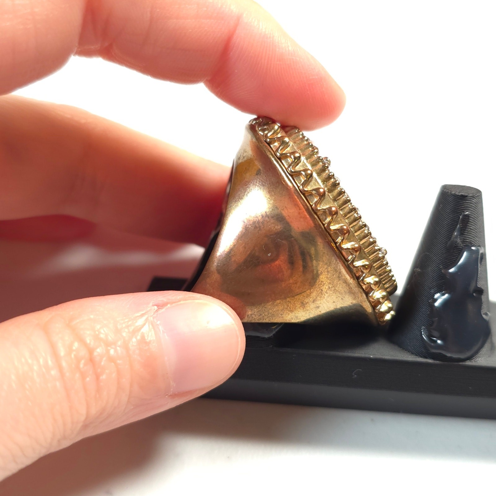 Vintage Unsigned Huge Chunky Statement Ring Plast… - image 6