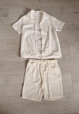 Boys Next White Button Up T Shirt And Shorts Set - Age 8 Years