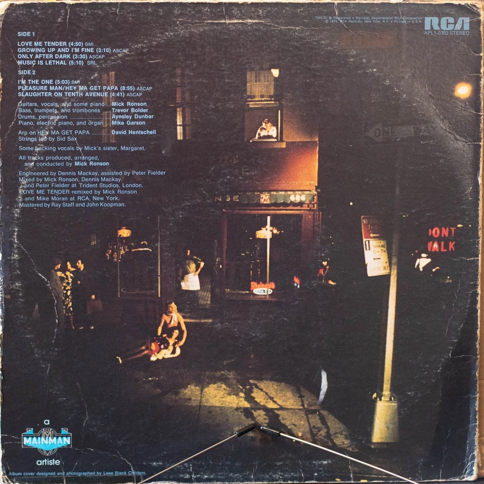 MICK RONSON - SLAUGHTER ON 10th AVENUE - Vinyl LP - RCA - 1974 - G (2825) - Image 4 of 4