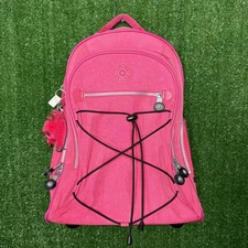 Kipling Sausalito Nylon Wheeled Rolling Carry On Backpack Hot Pink