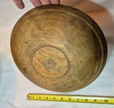 Antique Early Ohio Primitive Slightly Oval Shaped Wooden Dough Bowl