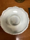 Vintage Milk Glass Scalloped Ashtray With Hobnail Texture