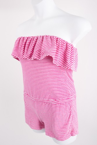 Ralph Lauren Girls Romper Sz medium 8-10 Pink White Striped Strapless Ruffle - Picture 3 of 6