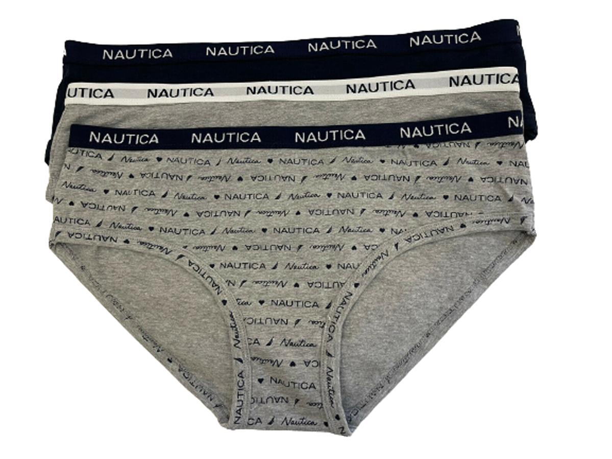 Nautica Womens 3 Pack Panties Gray & Blue Hipster Size L eBay