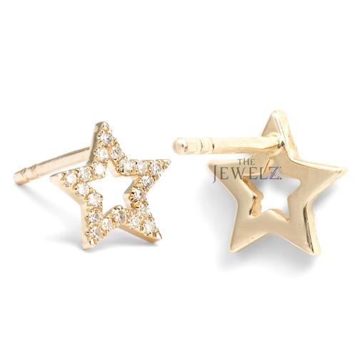14k Gold 0,16 ct VS/F-G Diamant kleine Sternform Ohrstecker - The Jewelz - Bild 3 von 5