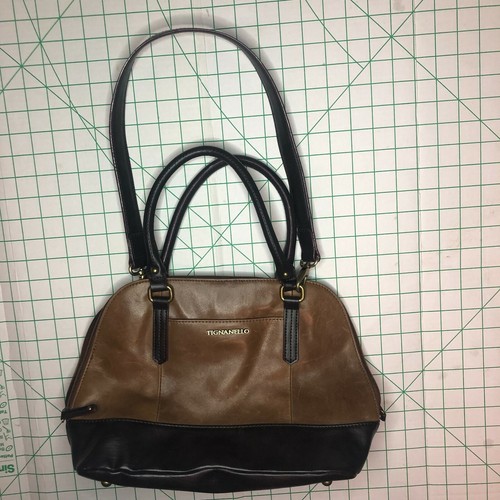 tignanello bag black brown leather 