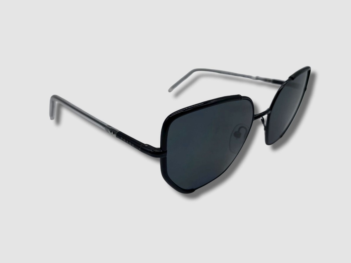 $405 Authentic Prada SPR50W 1AB-5Z1 Women Black Cat Eye Sunglasses