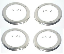 Set4 4 Round Stainless Steel Tail Light Bezels Led Brake Stop Turn Lamps
