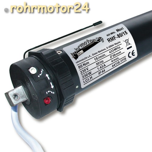Axmo Rmf80 RMF-80 FUNK Rohrmotor 80Nm Markisen Motor Antrieb Markise f. 78mm Rund ...