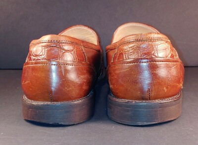 JOHNSTON & MURPHY BROWN LEATHER WOVEN VAMP TASSEL LOAFERS  display picture 1