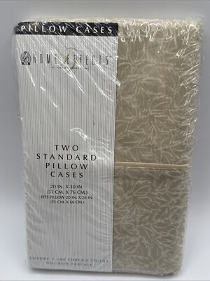 Vintage CROWN CRAFTS Home Effects NEW 2 Standard Combed Cotton Pillow Cases