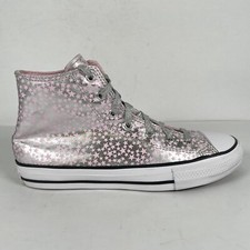 Converse CTAS Hi She s A Star Print Silver Pink Shoes Youth Junior Size 6 Bootie
