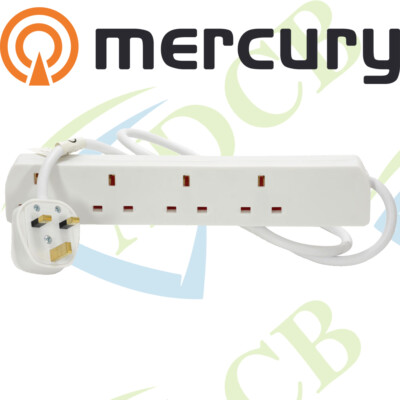 Mercury 430.002 1,0 m Home Essentials UK 4 Gang Netzverlängerung Blei - weiß