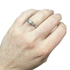 Sterling Silver Cubic Zirconia Ring Size 8 Round Center Cut Engagement Style