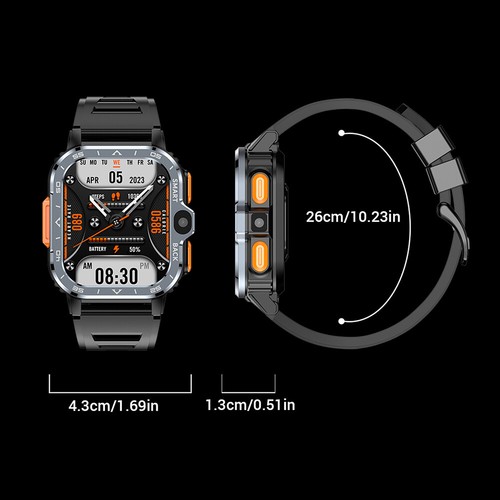 Smart Watch Military Men Sport Heart Rate Fitness Tracker GPS Wifi Wristwatch AU - Picture 13 of 15