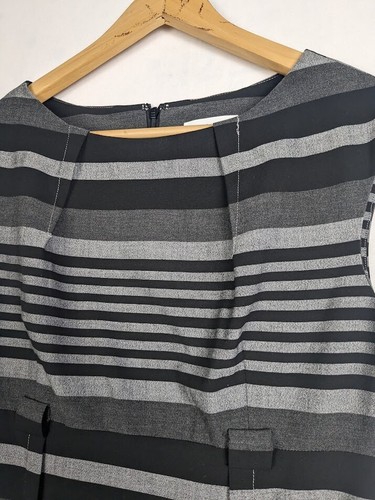 Vestido para mujer Calvin Klein negro y gris sin mangas acanalado hasta la rodilla talla 6, nuevo con etiquetas. - Imagen 5 de 13