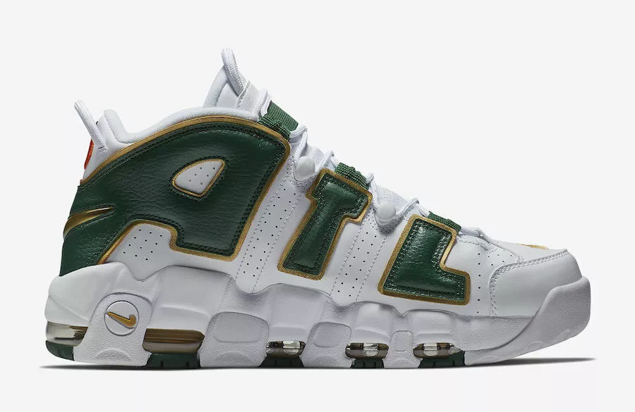 Nike Air More Uptempo ATL QS White Green Metallic Gold AJ3139 100