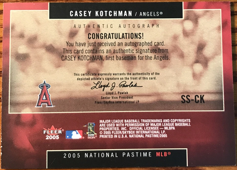 2005 Fleer America’s National Pastime Signature Swings Silver Casey Kotchman - Image 2 of 2