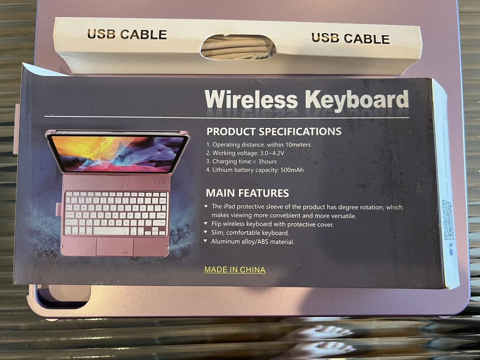Wireless Keyboard for Tablet 7in x 10in Aluminum Alloy Light Purple - Image 2 of 4