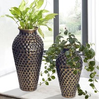 Vase 2Er Set Finebuy Blumenvase Aluminium Gold Amphore Tischvase Rund Dekovase