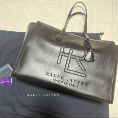Ralph Lauren Purple Label Leather Tote Bag RL Calfskin Black Made