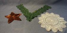 3 Victorian Edwardian Cloth Ladys Lace Dress Green Collar Star Doily Antique Lot