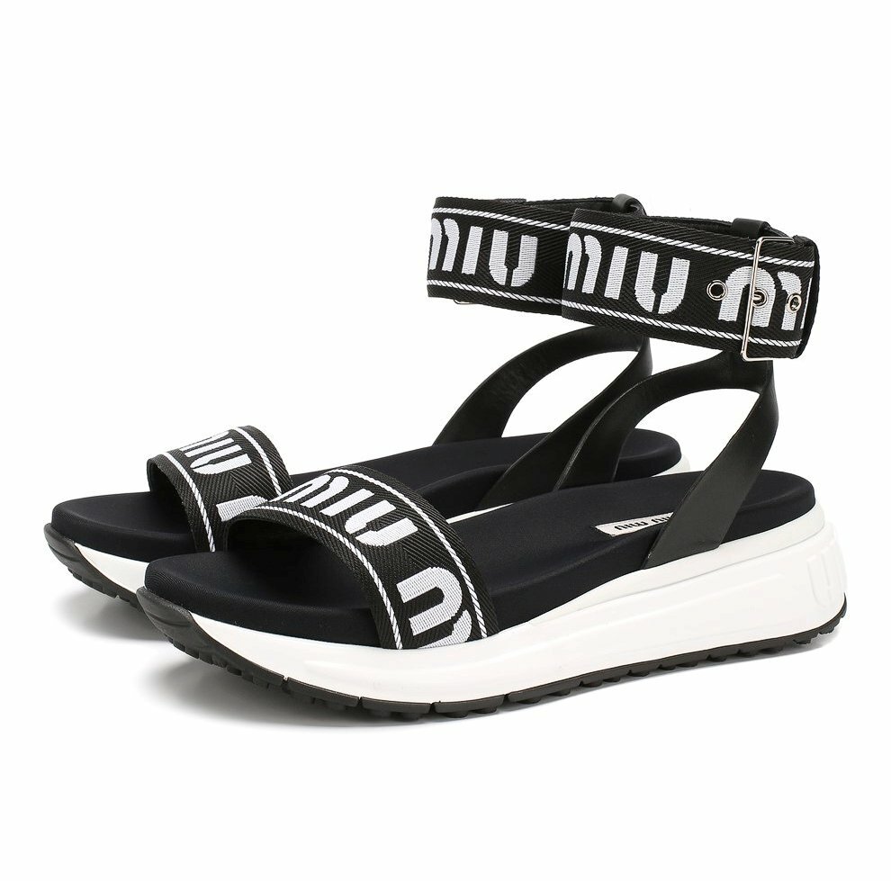 MIU MIU PRADA 5X554C BLACK CANVAS WHITE LOGO LEATHER STRAP