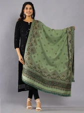 Green Hand Woven Pashmina Wool Shawl Wrap Evening Stole Oversize Shawl Throw 80"