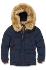 JORDAN CRAIG KIDS NAVY PARKA JACKET WITH REMOVAL FAUX FUR LINED HOOD