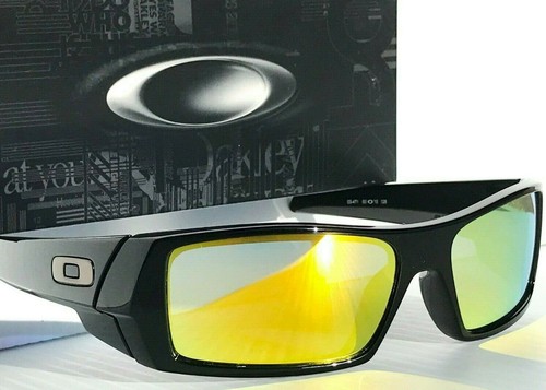 NEW Oakley Gascan Polished Black POLARIZED Galaxy Gold Fire Lens Sunglass 9014 - Afbeelding 1 van 11