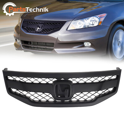 FOR 2011-12 HONDA ACCORD 4DR SEDAN MATTA BLACK JDM SPORT FRONT BUMPER GRILL