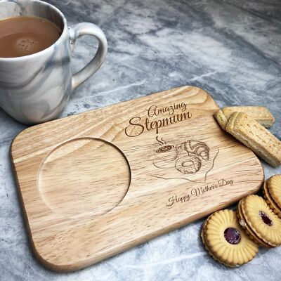 Tolles Stiefmutter Croissant Muttertag personalisiert Geschenk Teetablett Keksbrett