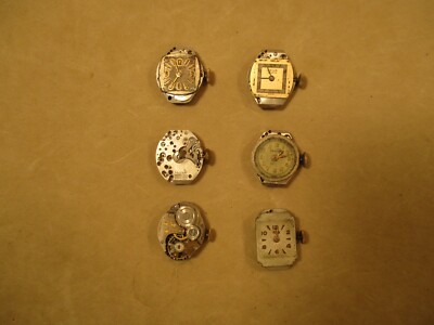 Lot of 6 Vintage Watch Movement s Stratland, Dreffa, Driva,Rex, Era, Grant.
