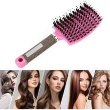 Magical Brush Detangle Detangling Natural Boar Bristle Hair Brush Curved Womens