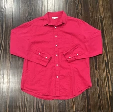Onia Long Sleeve Button Up Shirt Men’s XL Fuschia Pink Cotton 